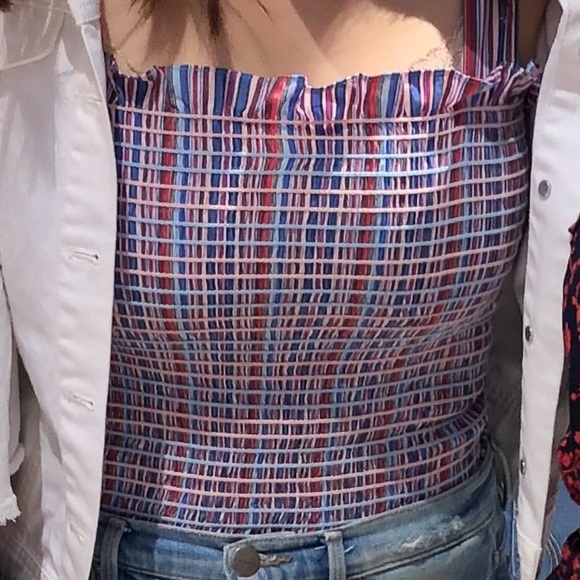 Petersyn ruched pink and blue tie tank - Picture 6 of 6